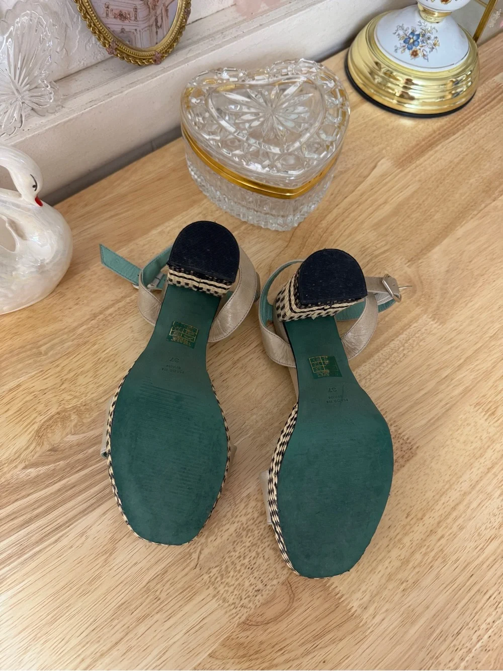 Y2K LAB platform heels with chunky woven block heels size 37 Boho Indie
